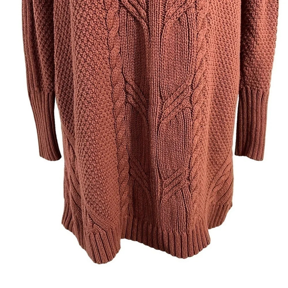 Express Brown Cable Knit Dress Small Cold Shoulder Solid Pattern Pullover Casual - Picture 7 of 9